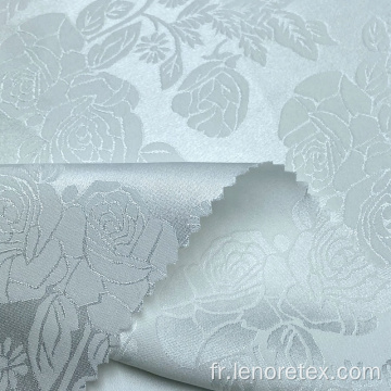 Tissu en satin jacquard blanc floral de polyester spandex tissé blanc